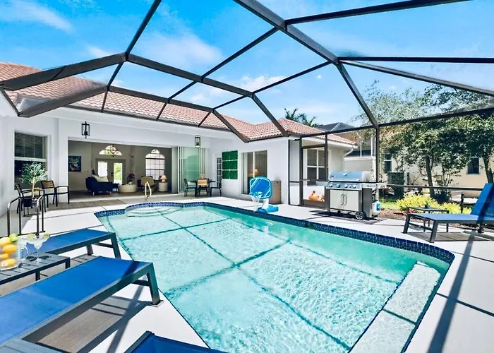 Tranquil Beachy Boho Pool Home, 5Mi Beach, 4 Bedroom 3 Bath